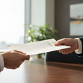 Two men exchanging contracts